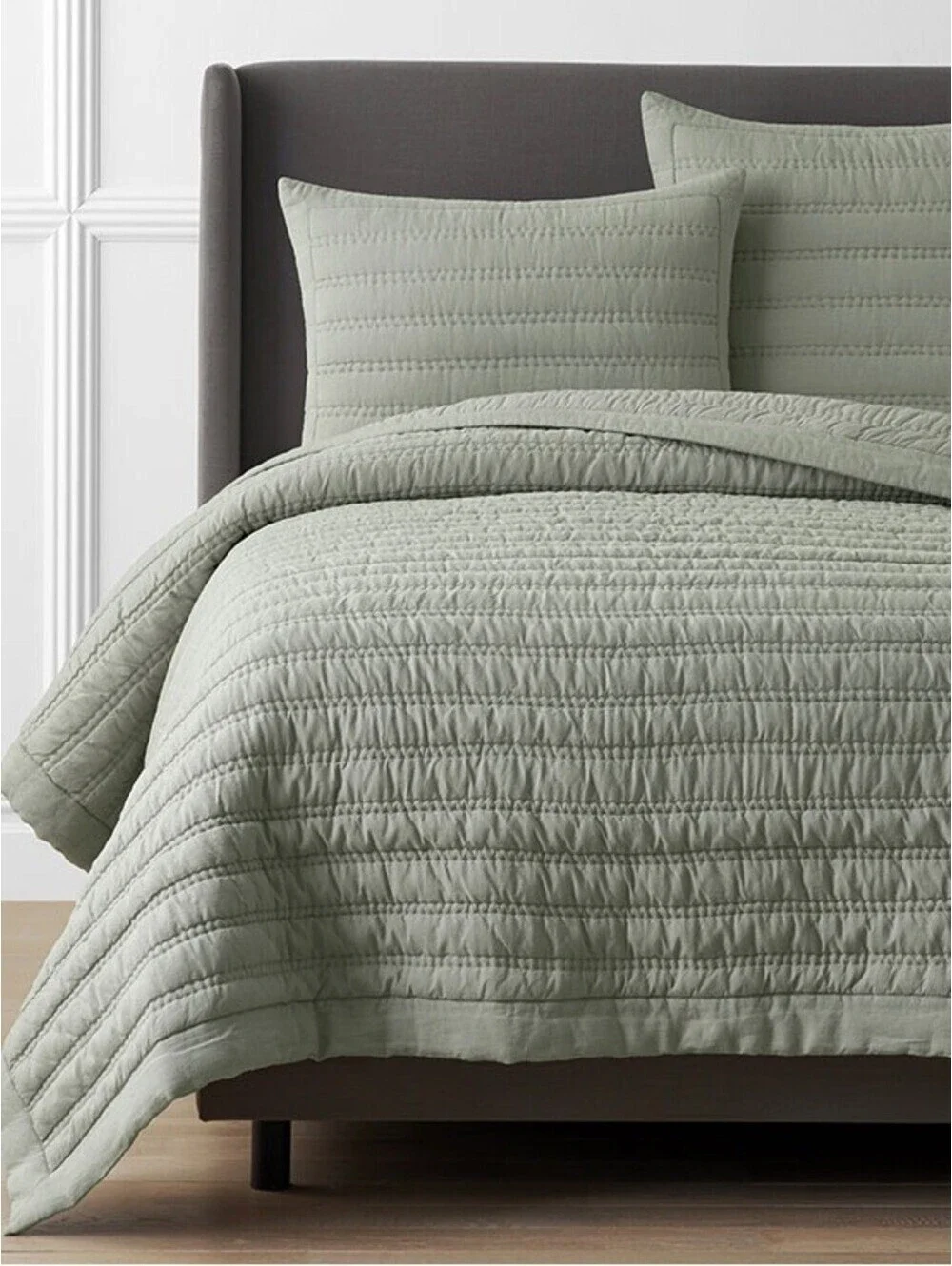 The Company Store Legends Hotel Washed Linen Quilt King Moss Green